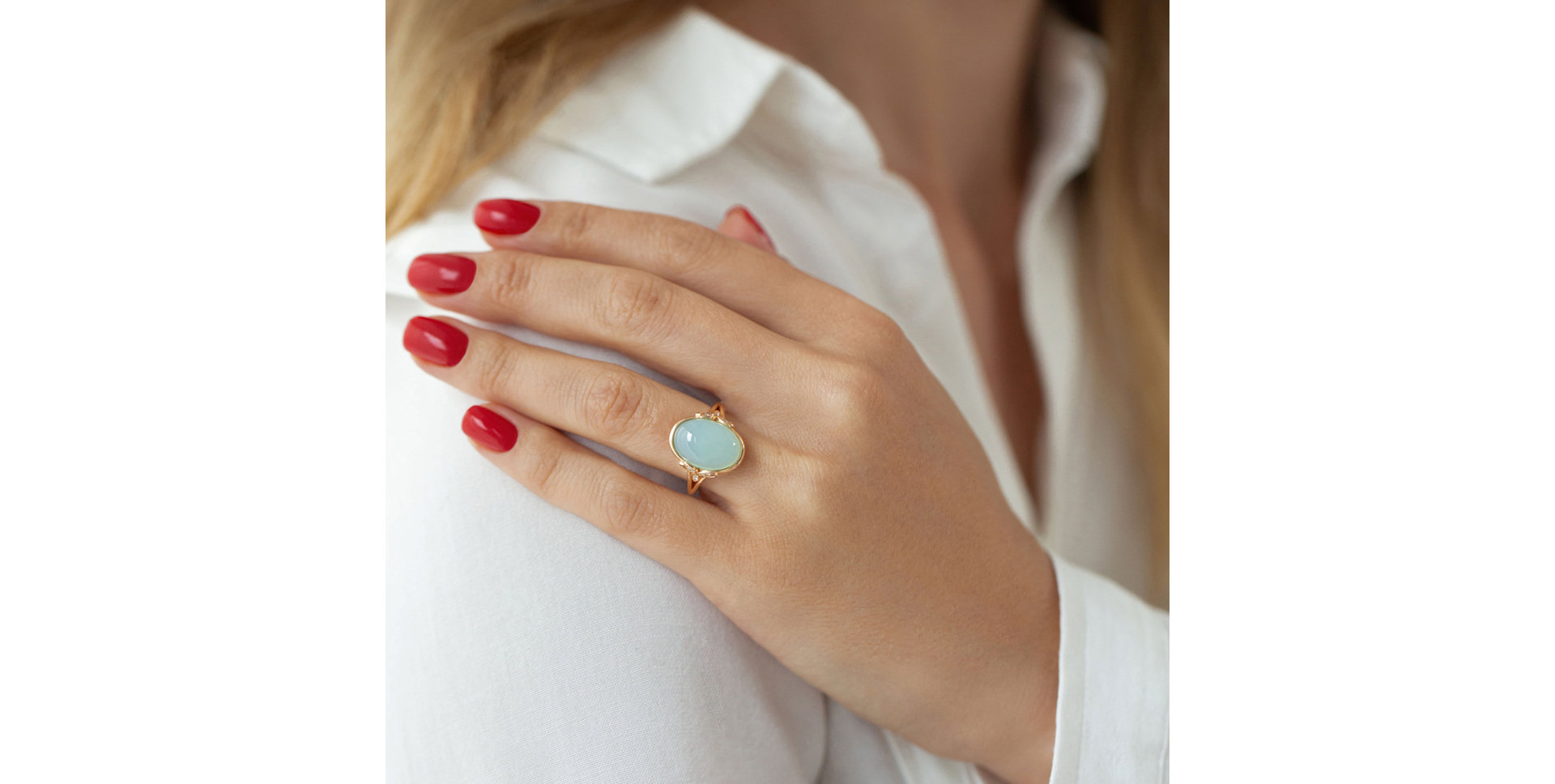 Prsteň s diamantmi a chalcedónom Princess Mystery