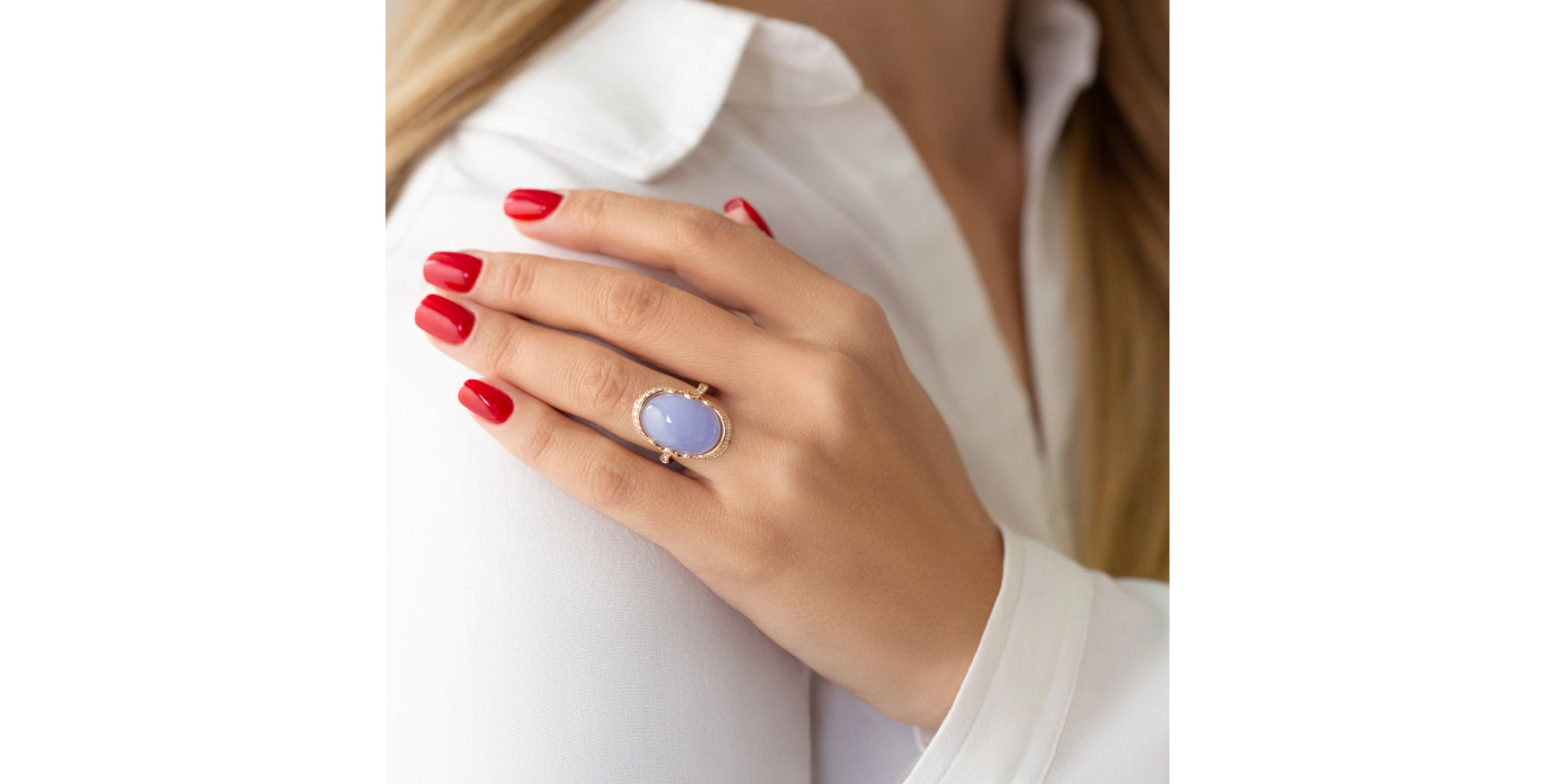 Prsteň s chalcedonom a diamantmi Glorious Gem