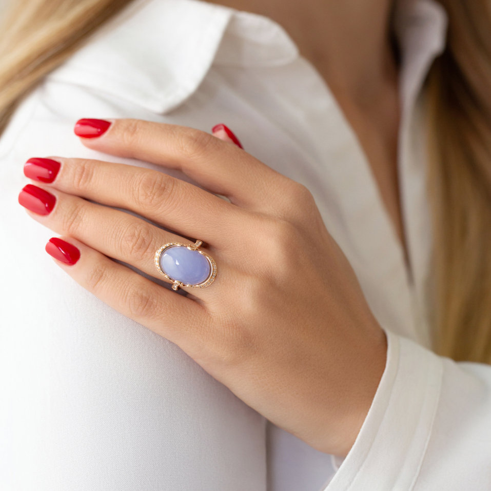 Prsteň s chalcedonom a diamantmi Glorious Gem