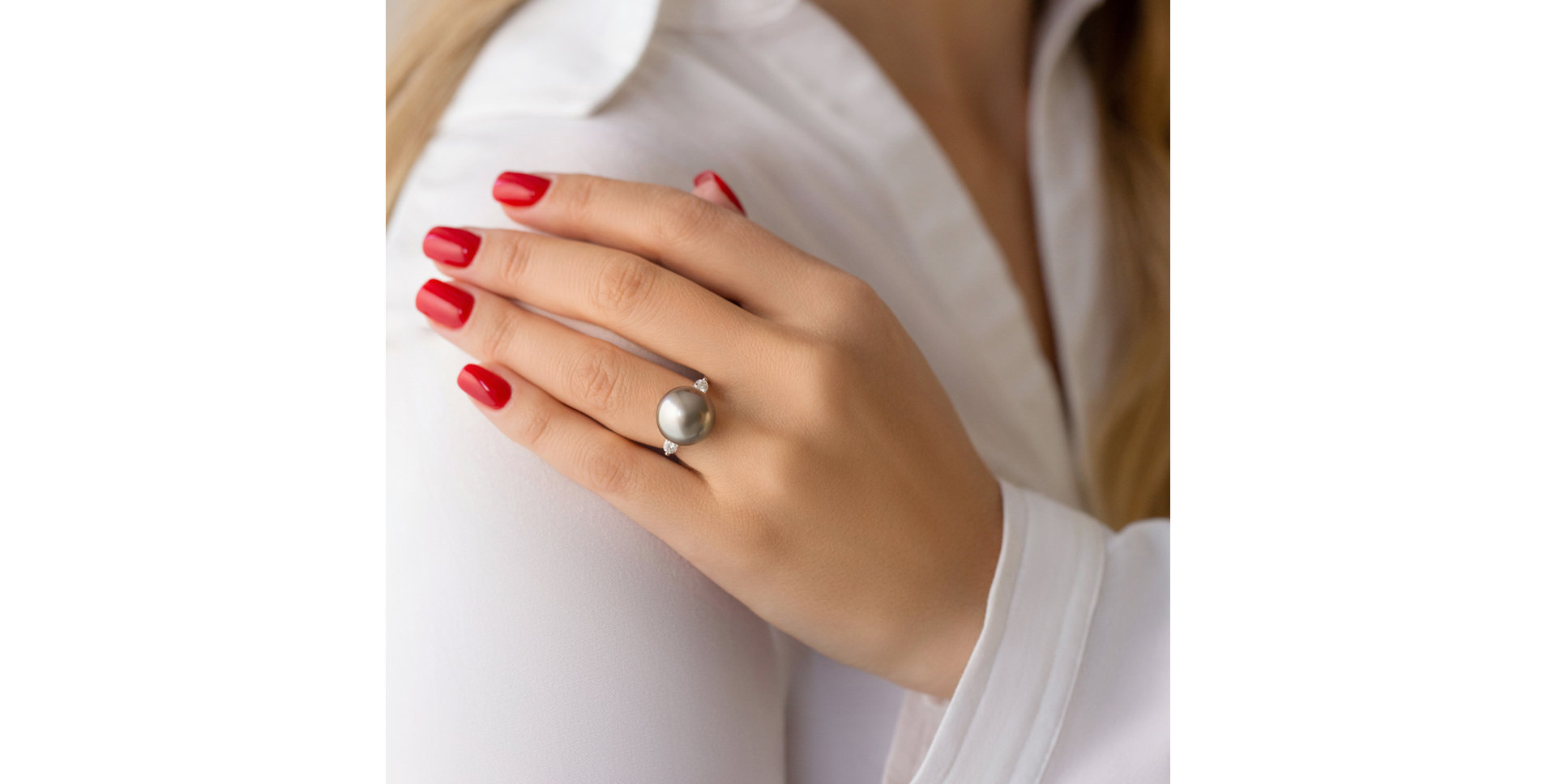 Prsteň s perlou a diamantmi Pearly Temptation