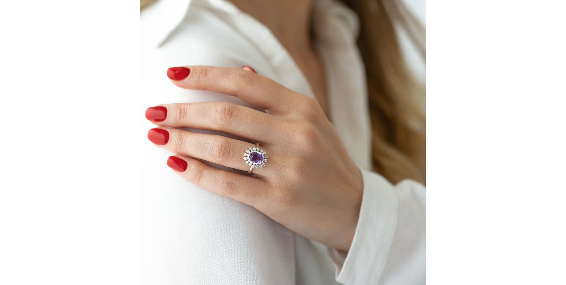 Prsteň s zafírom a diamantmi Classy Impulse