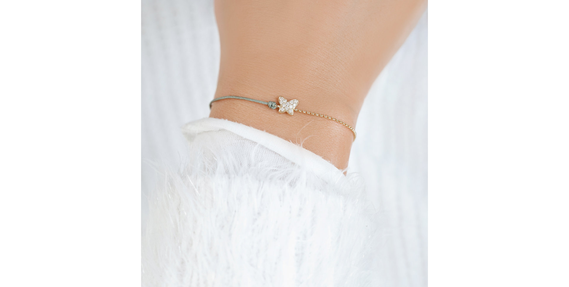 Diamantový náramok so šnúrkou Diamond Butterfly