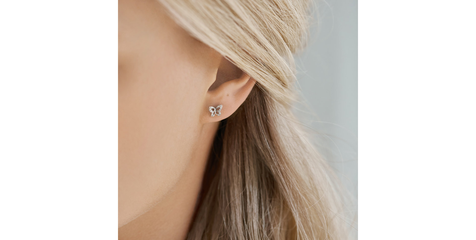 Náušnice s diamantmi Cute Butterfly