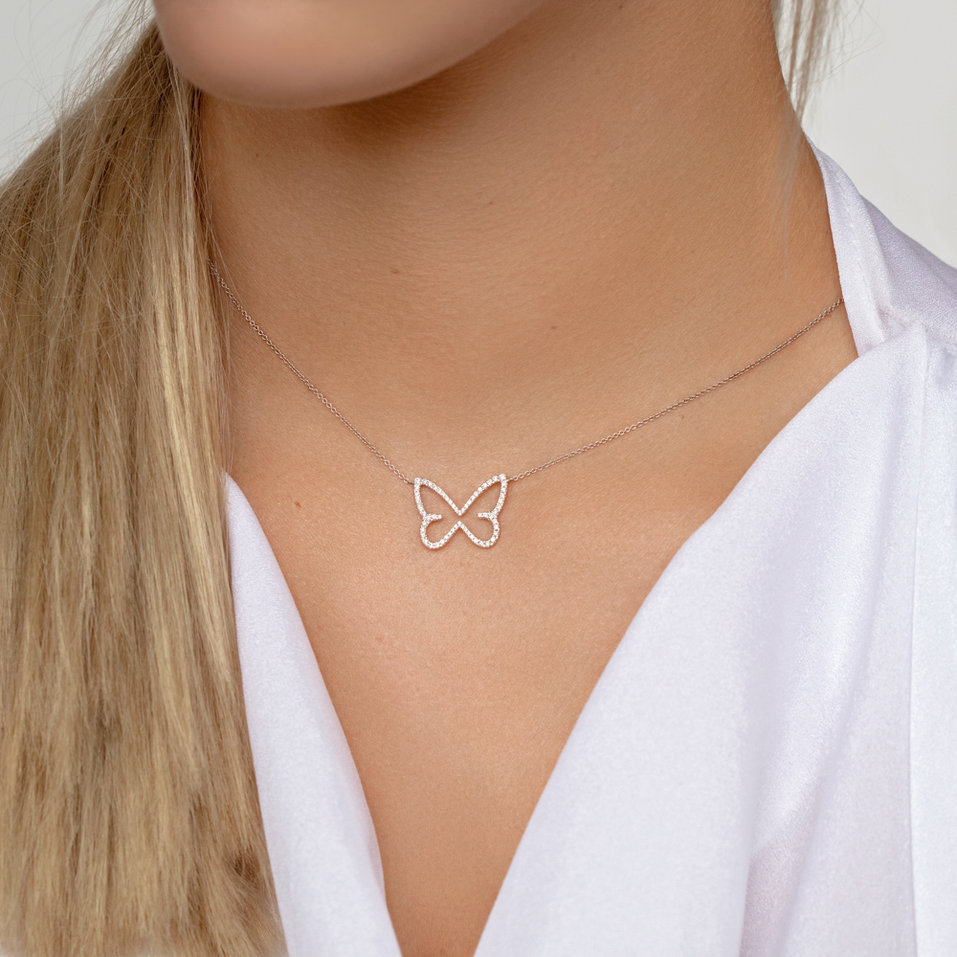 Náhrdelník s diamantmi Shiny Butterfly