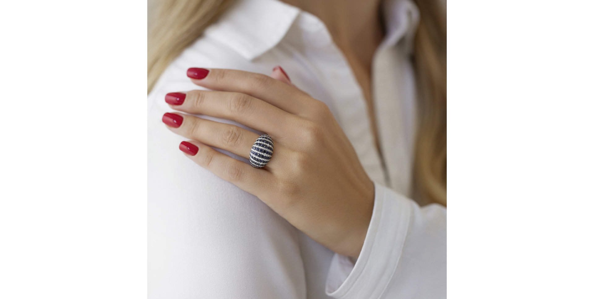 Prsteň s diamantmi a zafírmi Leon