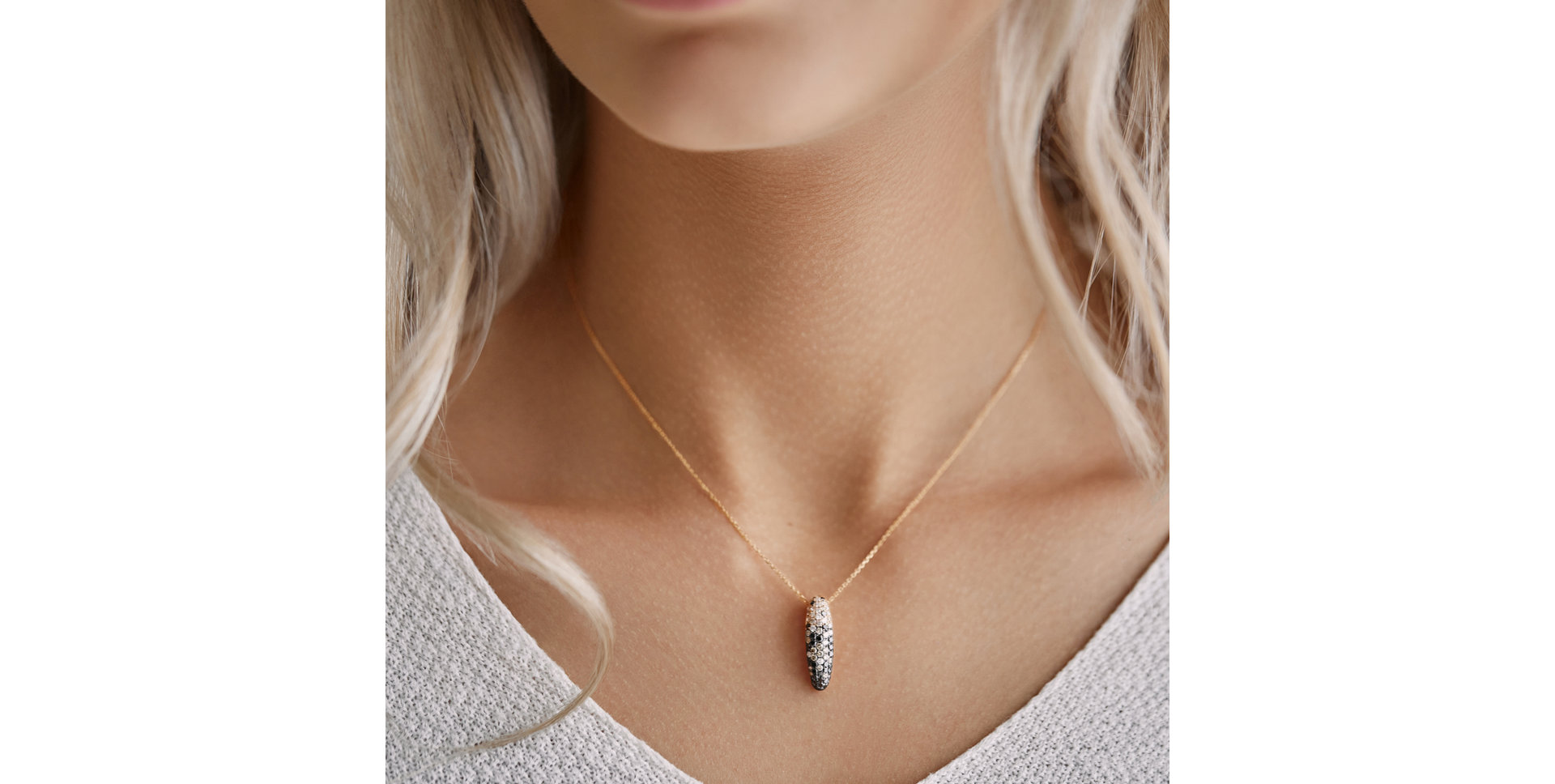 Přívěsok s čiernymi diamantmi Inferno Moonlight