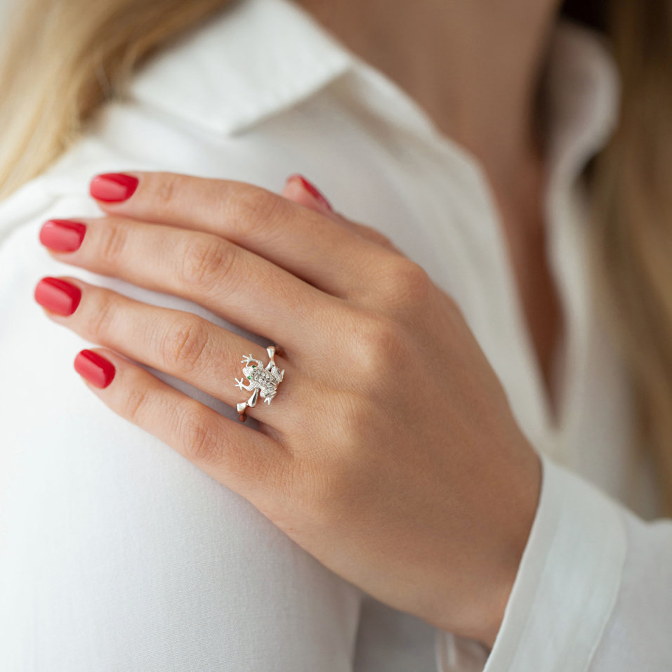 Prsteň s diamantmi a zafírmi Noble Frog