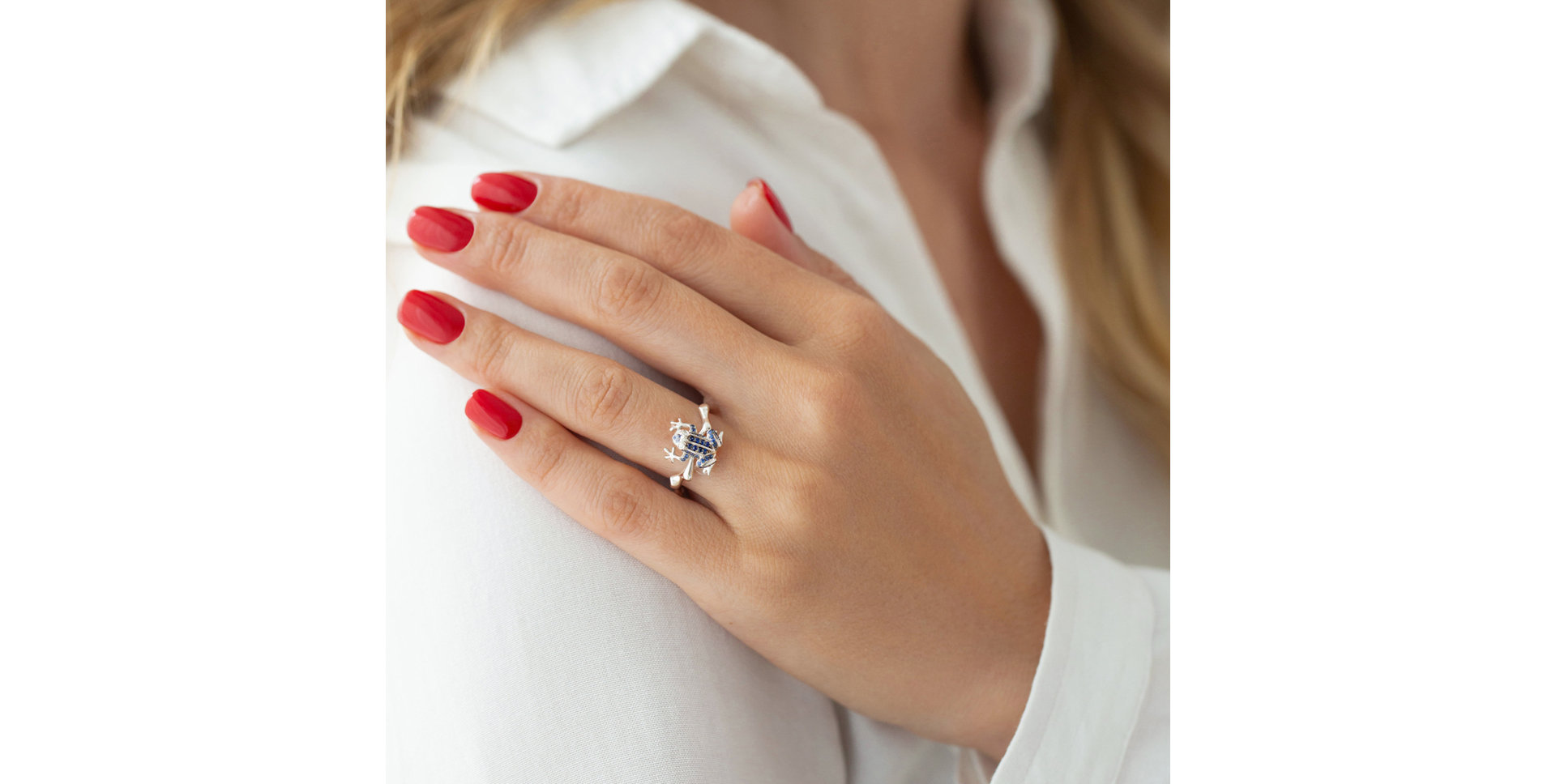 Prsteň s diamantmi a zafírmi Noble Frog