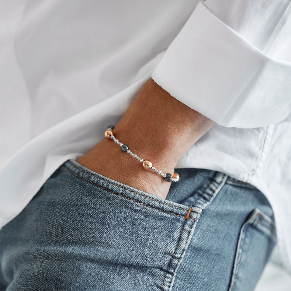 Náramok s čiernymi a bielymi diamantmi Nathan