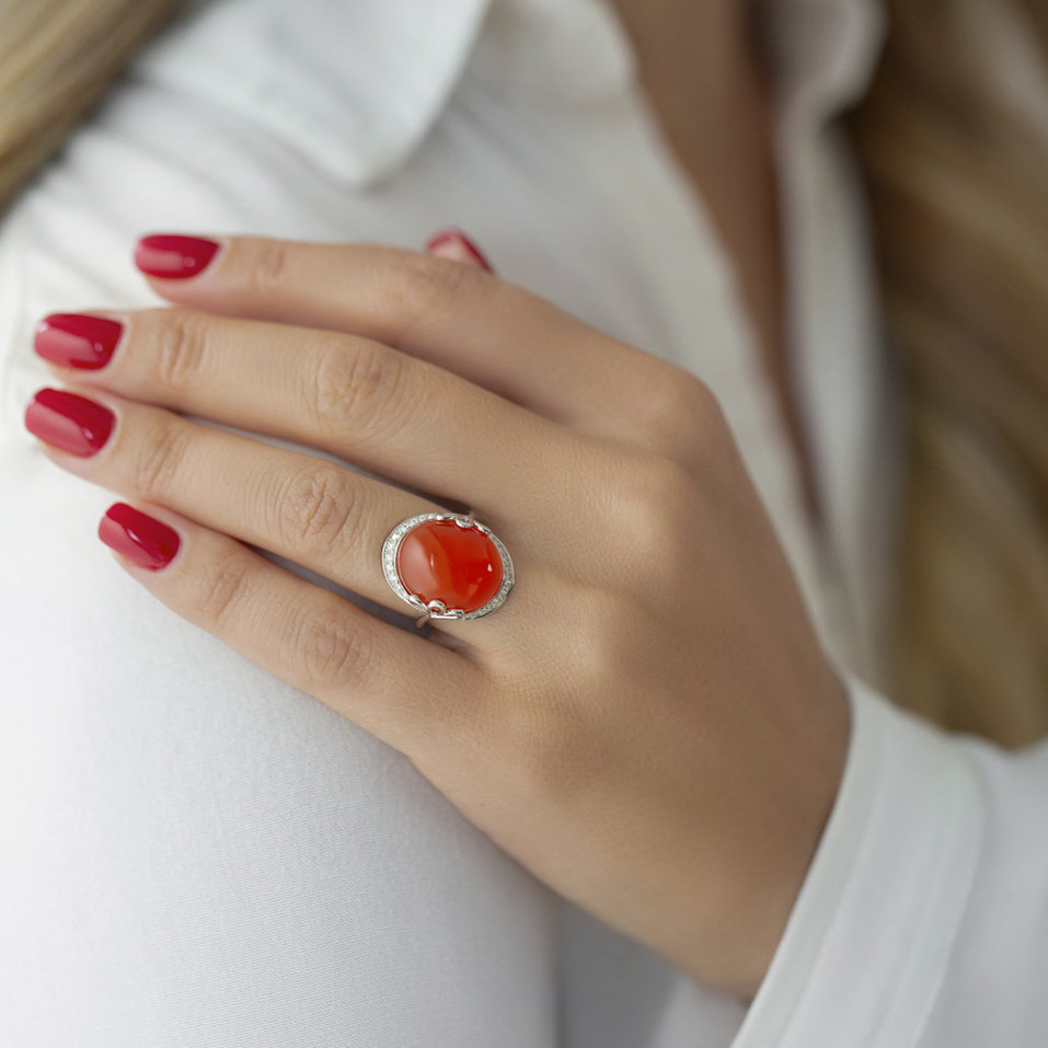 Prsteň s karneolom a diamantmi Glorious Gem