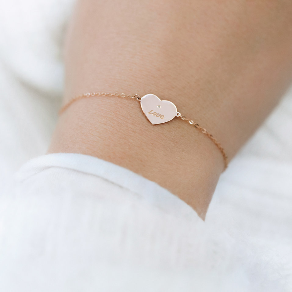 Náramok s diamantom Heart Love