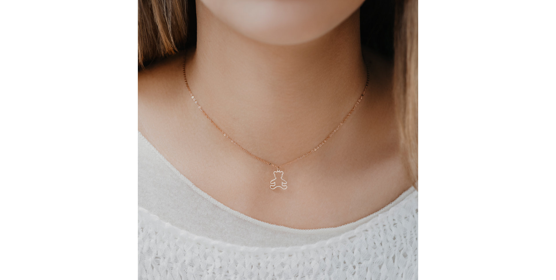 Náhrdelník s diamantom Teddy Bear