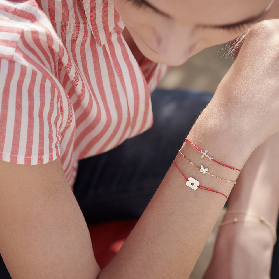 Diamantový náramok so šnúrkou Heart Stamp