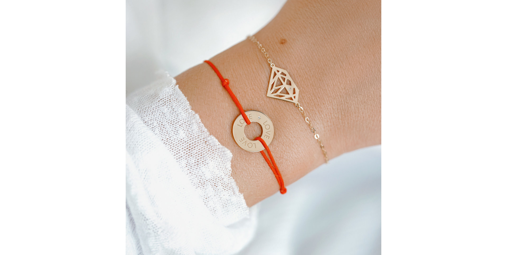 Diamantový náramok so šnúrkou Love Circle