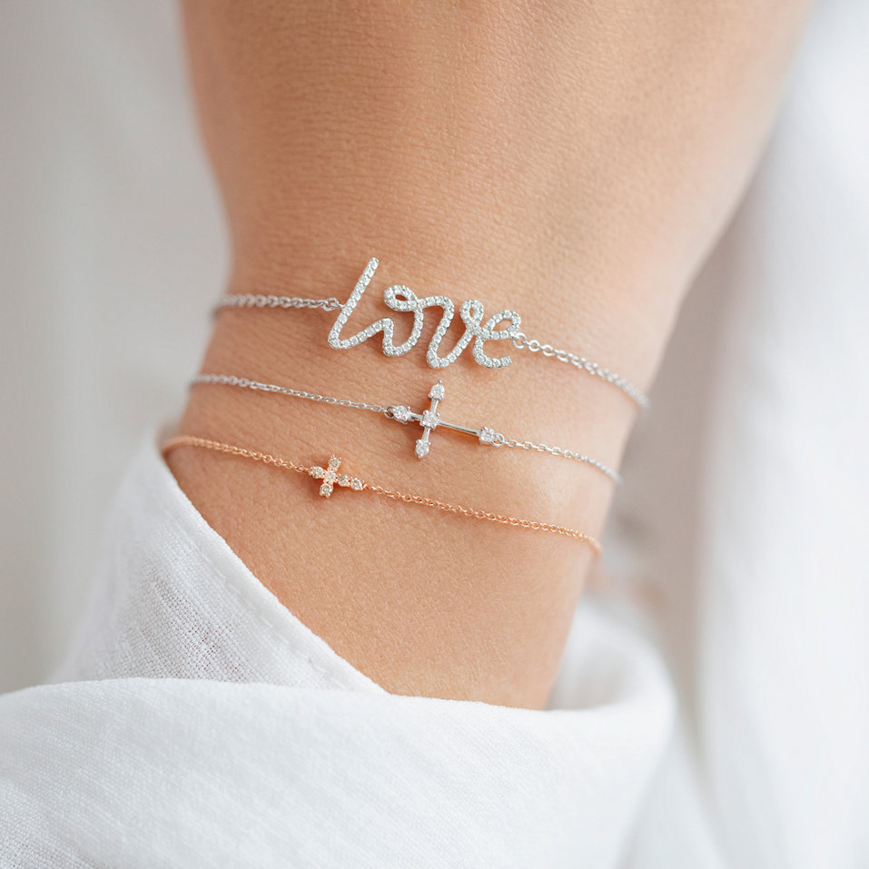 Náramok s hnedými diamantmi Shiny Cross