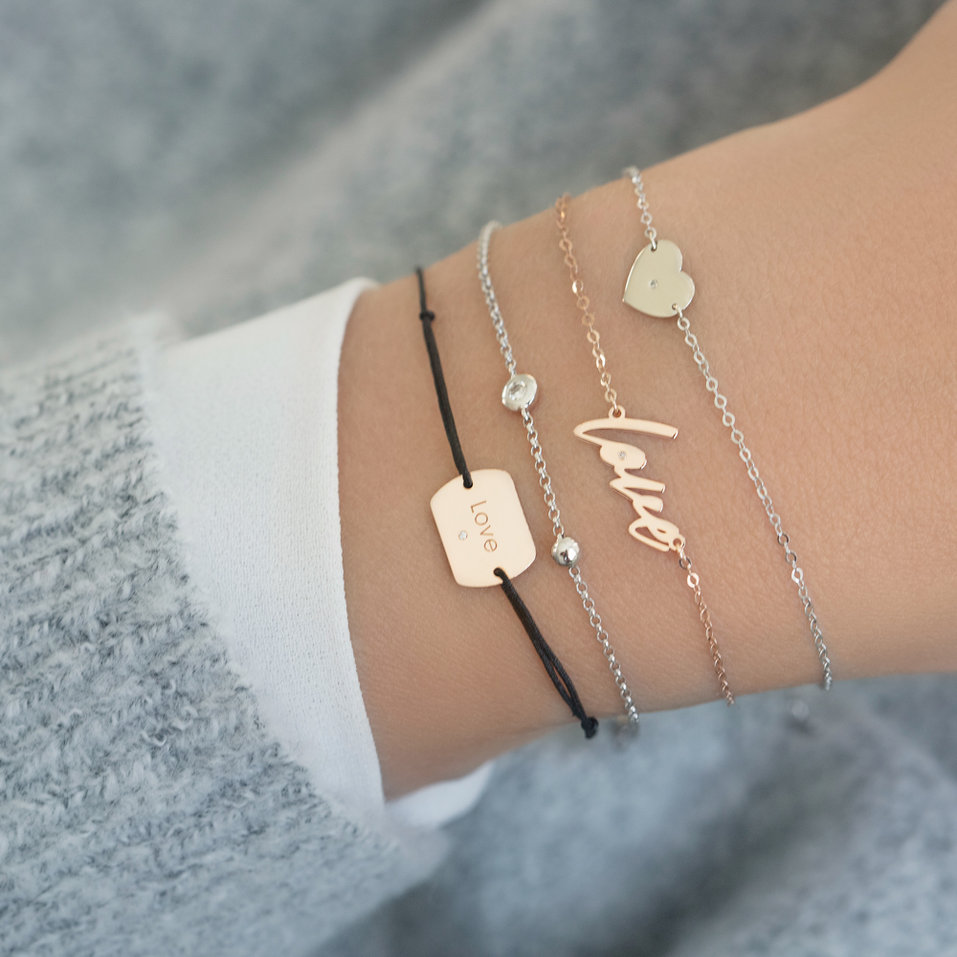 Diamantový náramok so šnúrkou Love Stamp