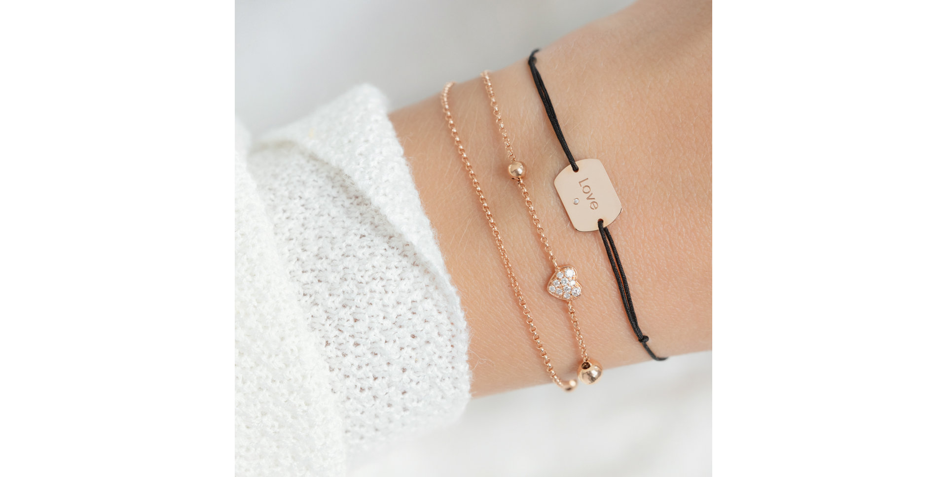 Diamantový náramok so šnúrkou Love Stamp