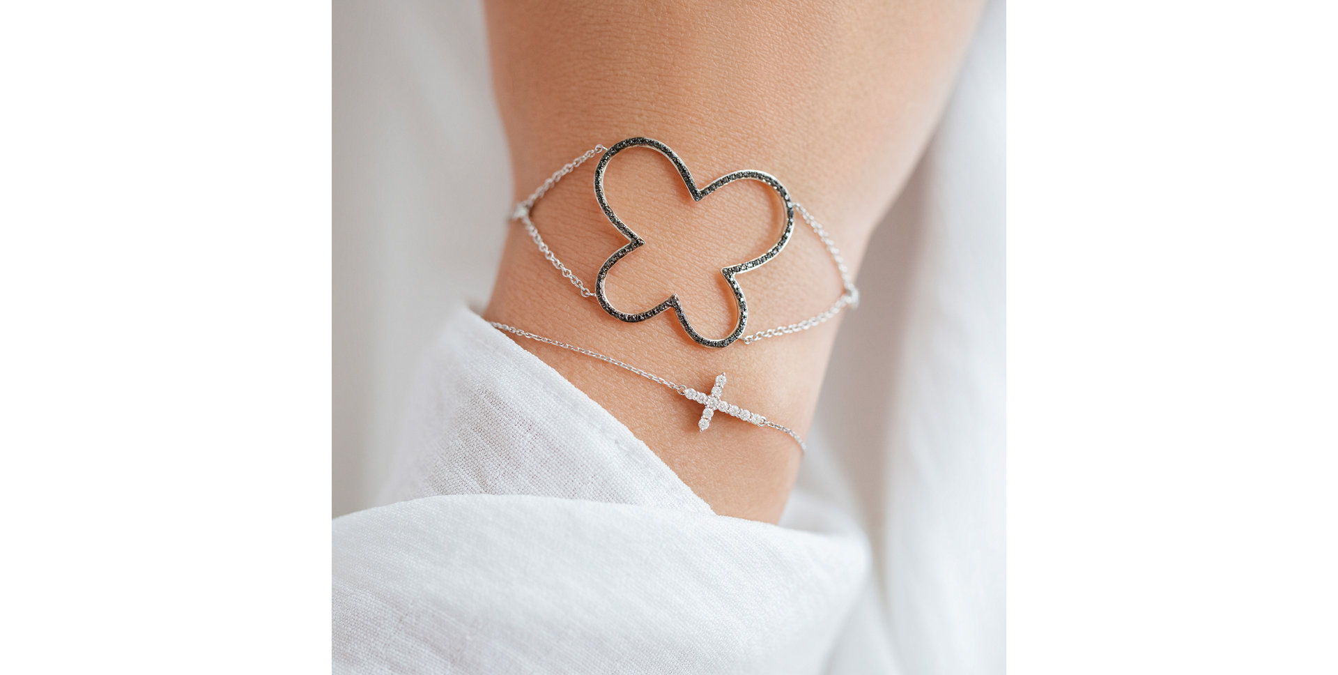 Náramok s čiernymi diamantmi Black Butterfly