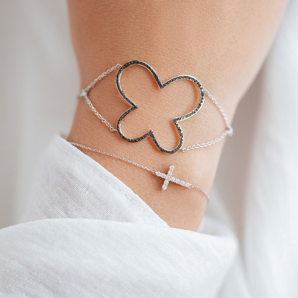 Náramok s čiernymi diamantmi Black Butterfly