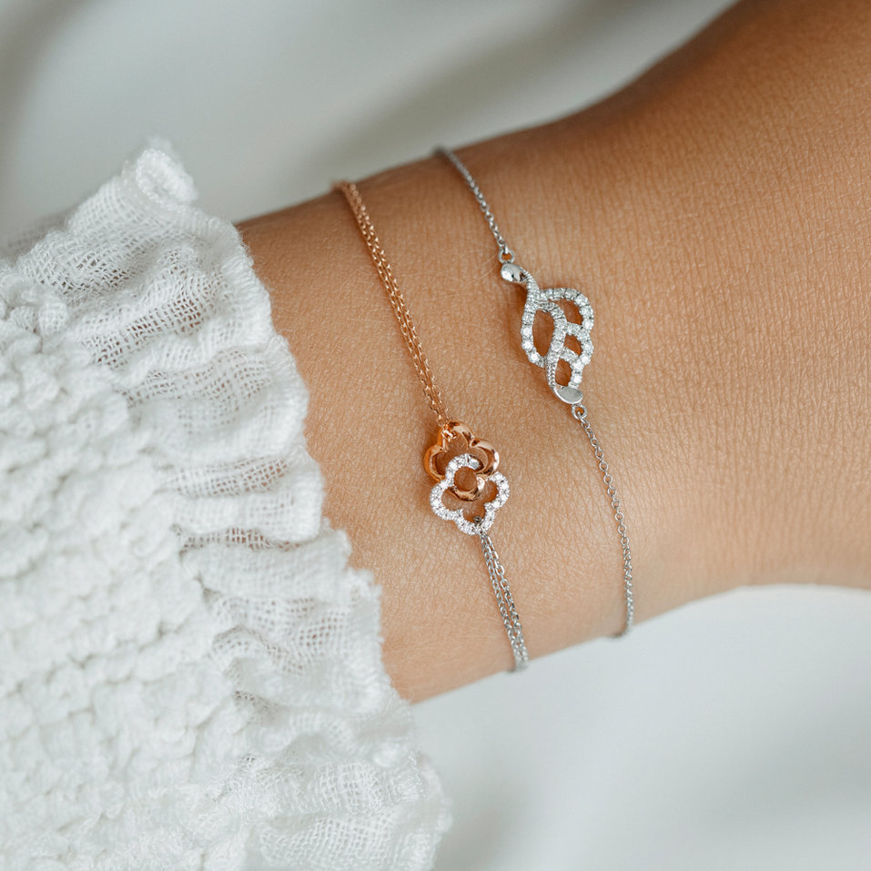 Náramok s diamantmi Sparkling Leaf