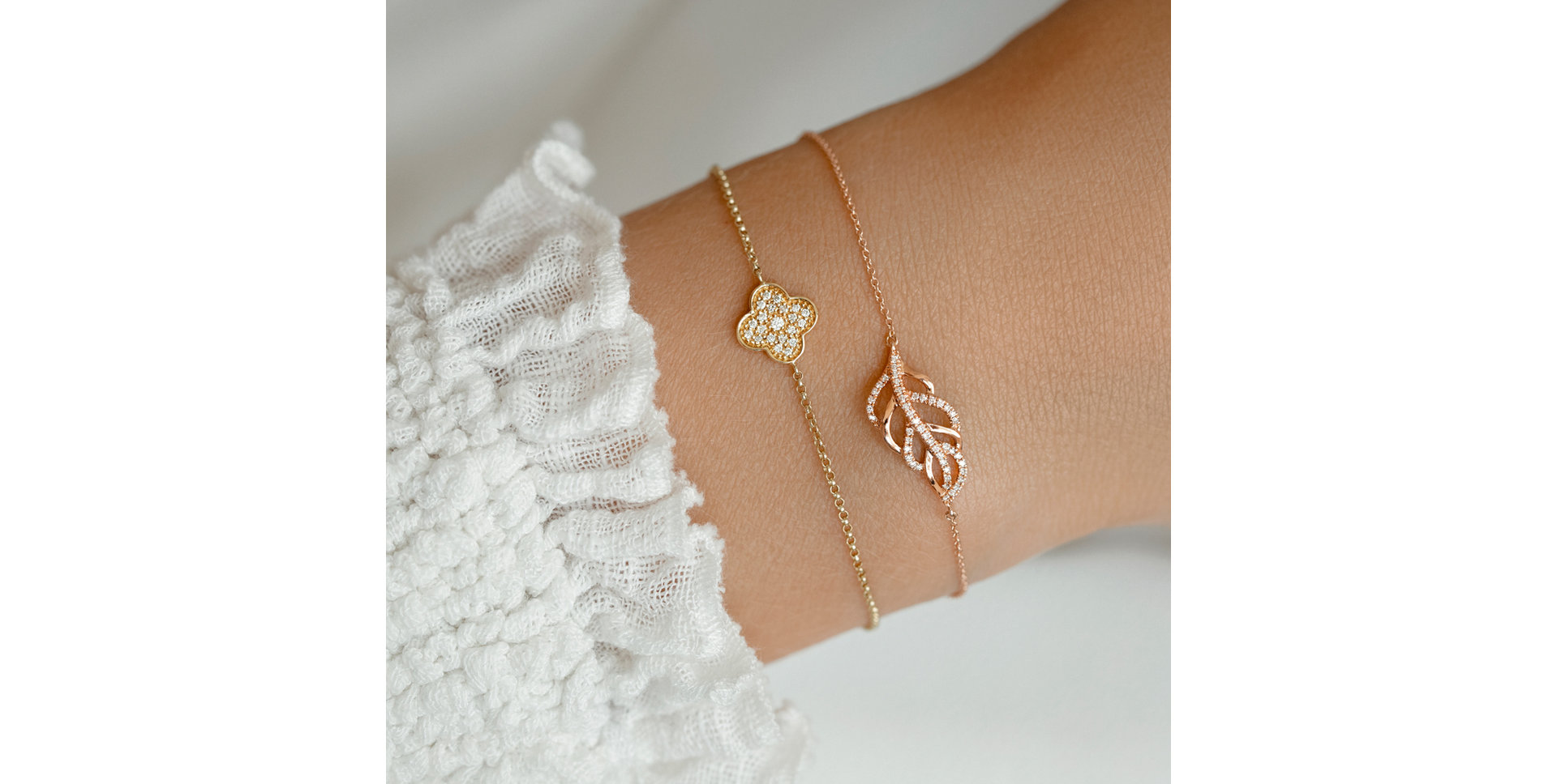 Náramok s diamantmi Shiny Leaf