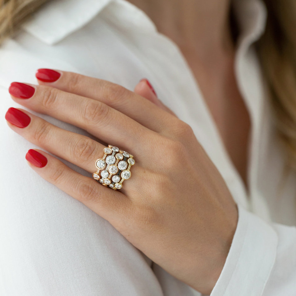 Prsteň s bielymi, hnedými a čiernymi diamantmi Galaxy of Passion