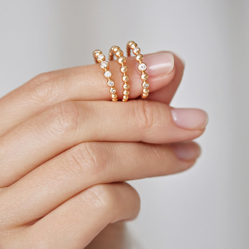Prsteň s diamantmi a zafírmi Shiny Dots