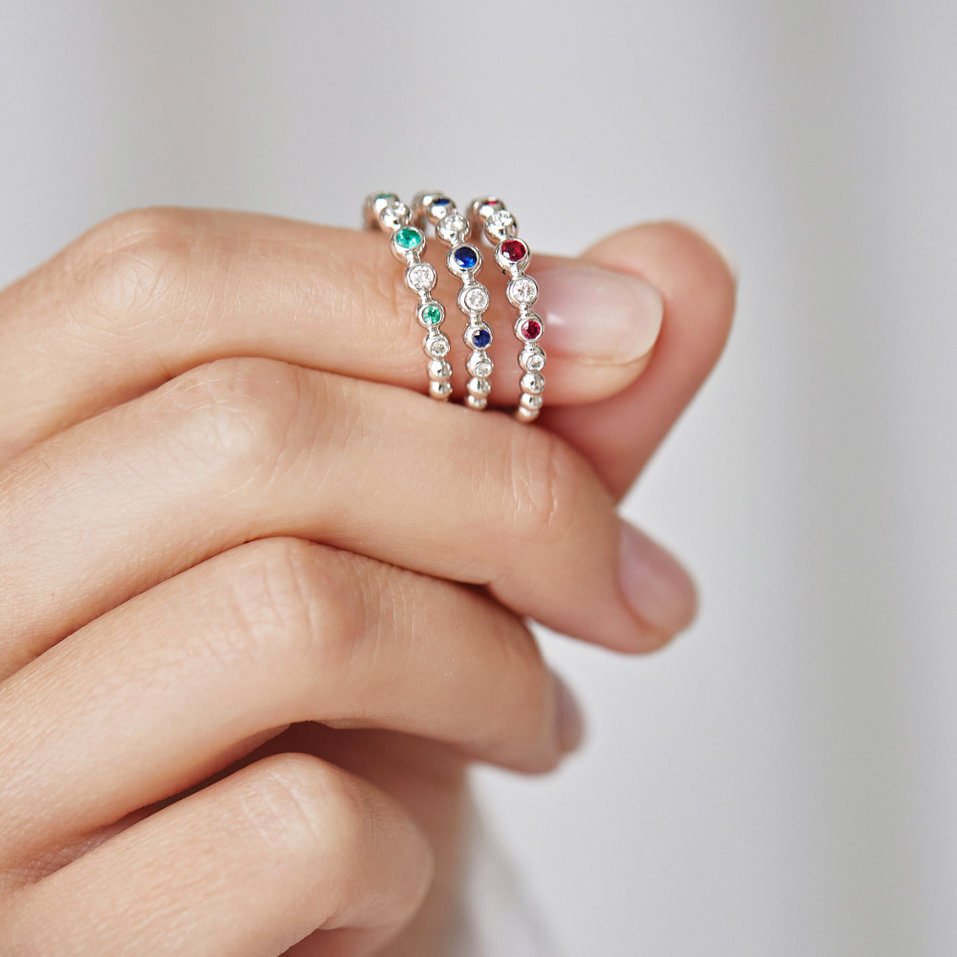 Prsteň s diamantmi a smaragdmi Shiny Dots