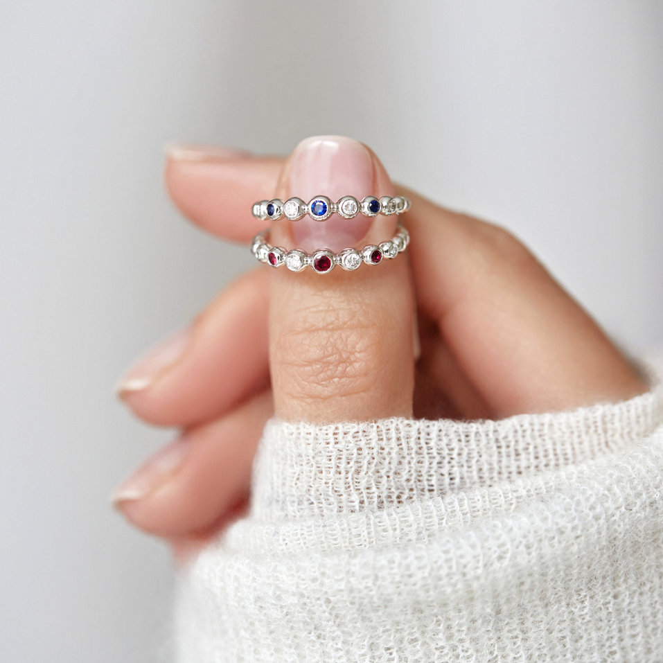 Prsteň s diamantmi a rubínmi Shiny Dots