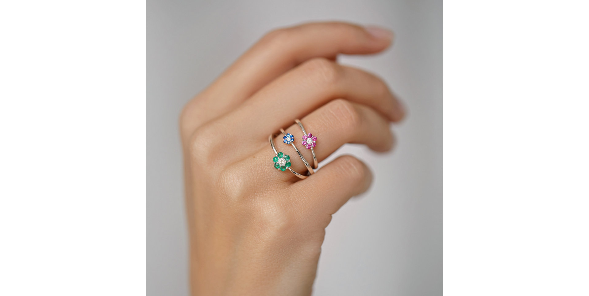 Prsteň s diamantom a zafírmi Shiny Constellation