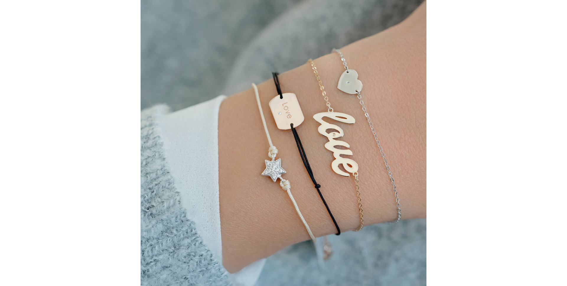 Diamantový náramok so šnúrkou Star Message