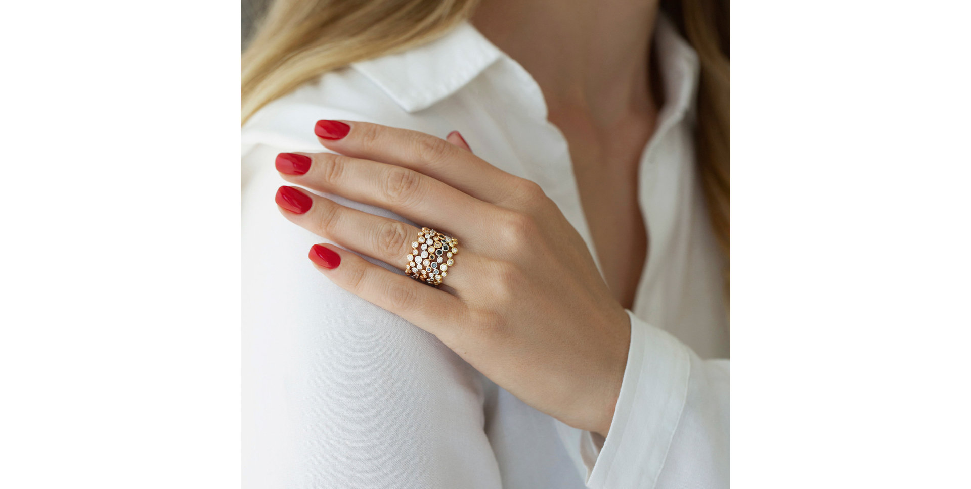 Prsteň s čiernymi a bielymi diamantmi Virgin Tears