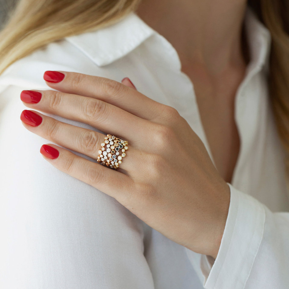 Prsteň s čiernymi a bielymi diamantmi Virgin Tears