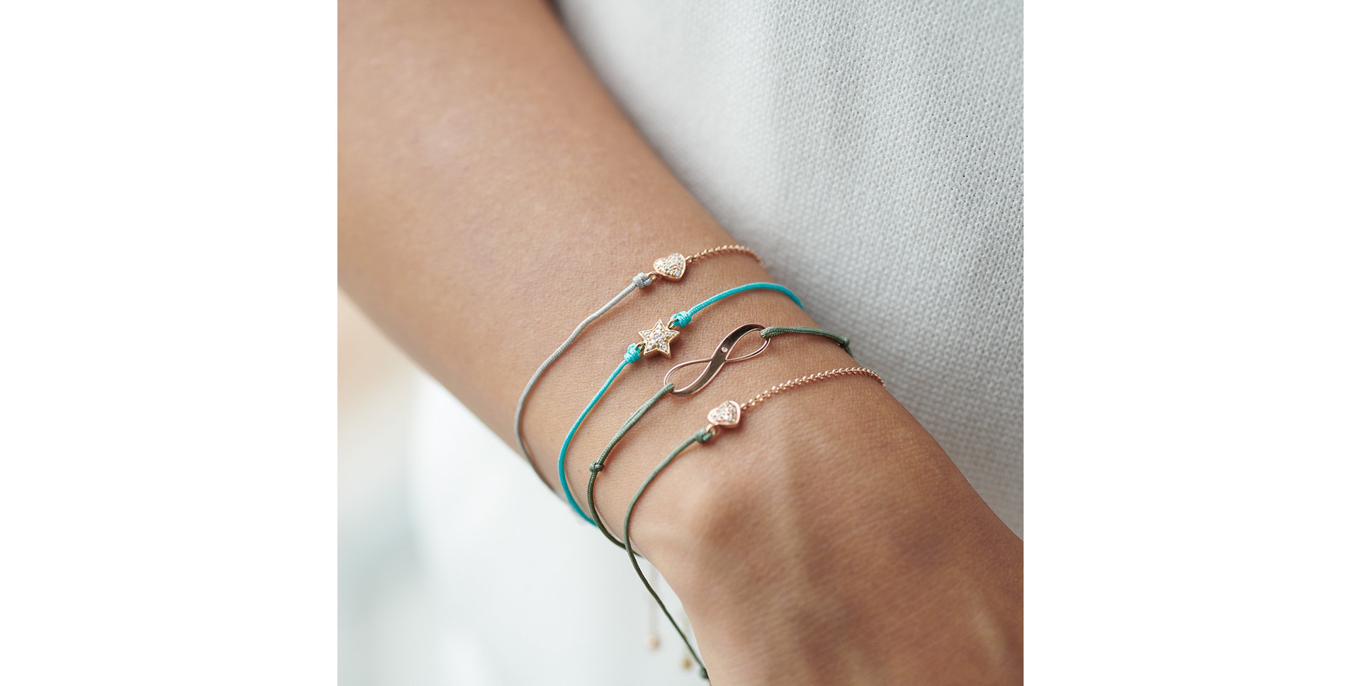 Diamantový náramok so šnúrkou Star Message