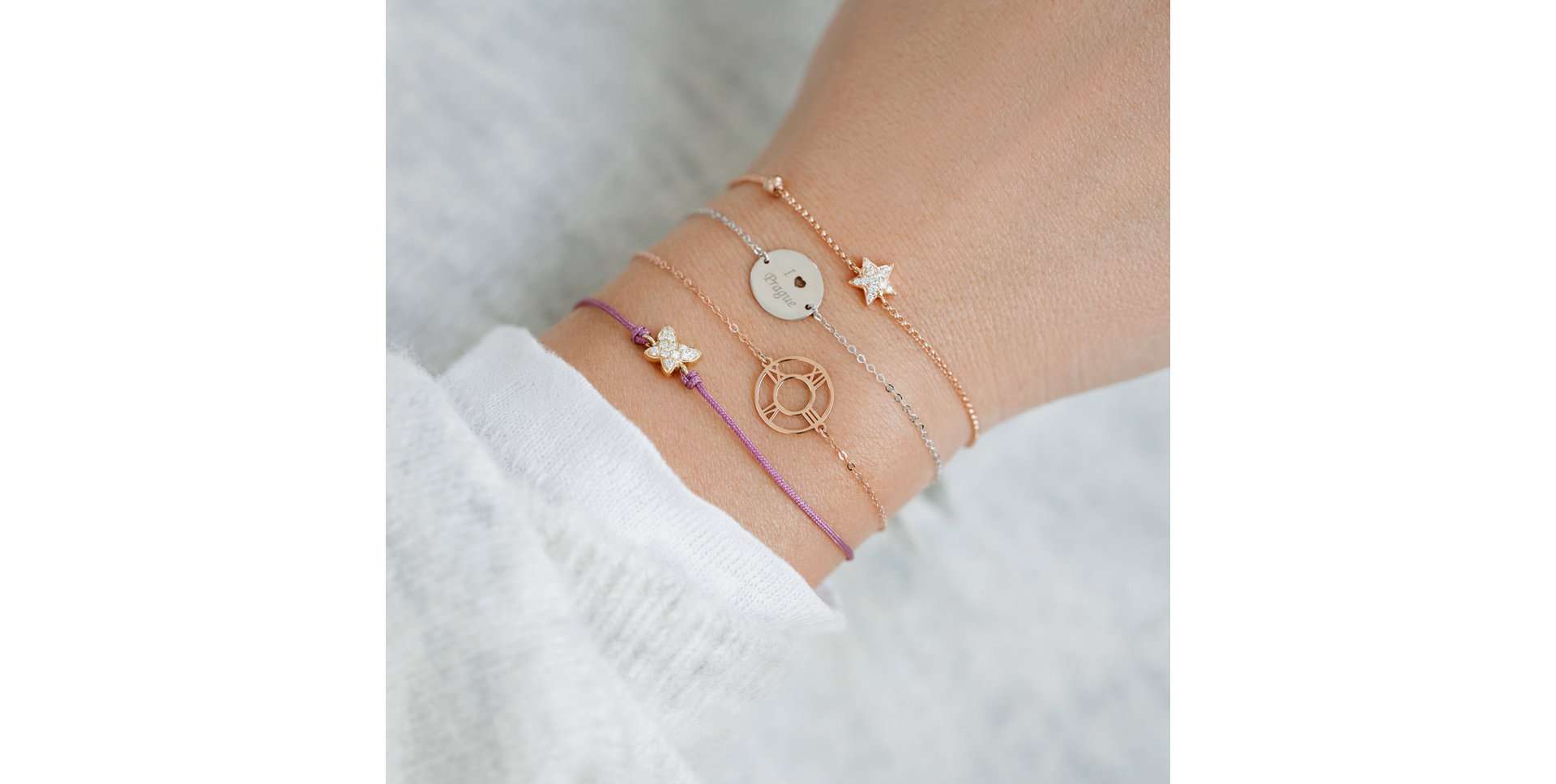 Náramok s diamantom I Love Prague