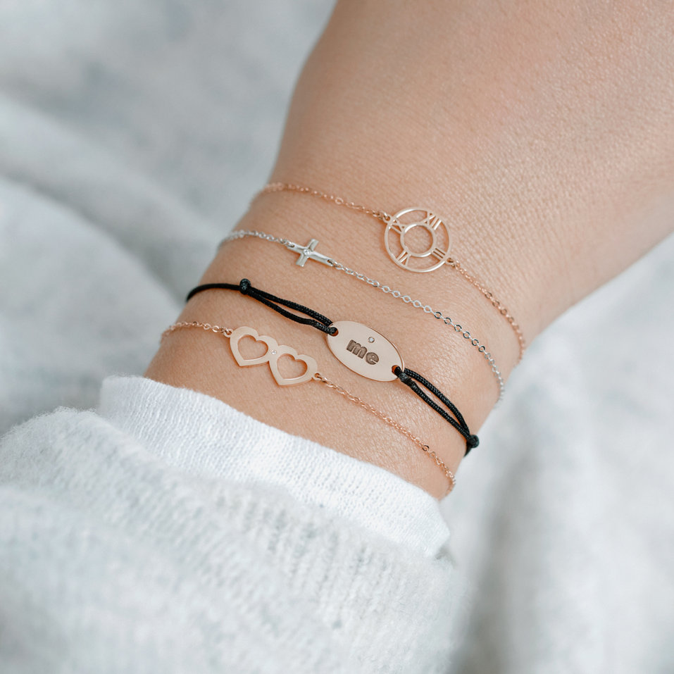 Diamantový náramok so šnúrkou Love