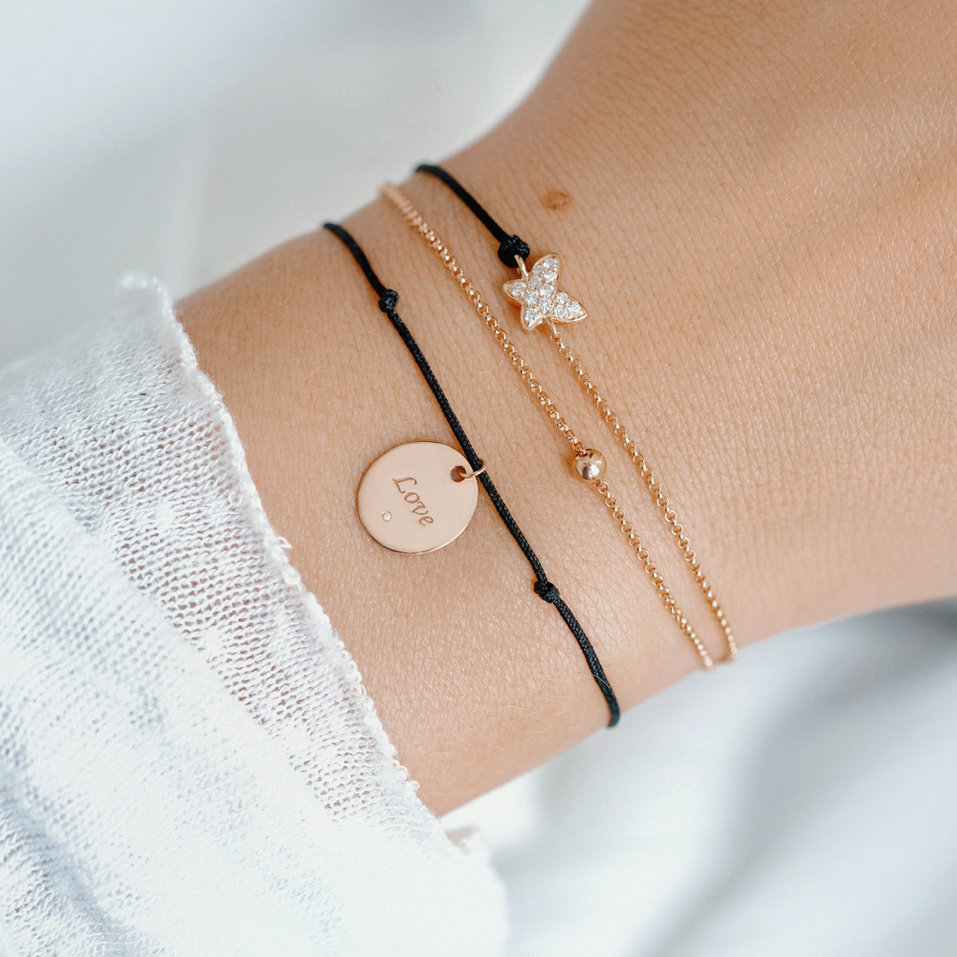 Diamantový náramok so šnúrkou Luxury Butterfly