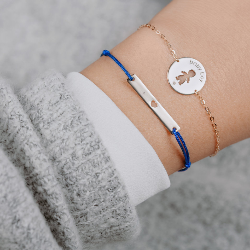 Diamantový náramok so šnúrkou Heart Stamp