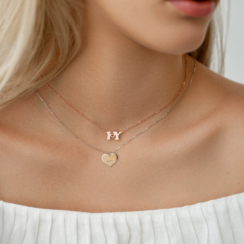 Náhrdelník s diamantom I Love U