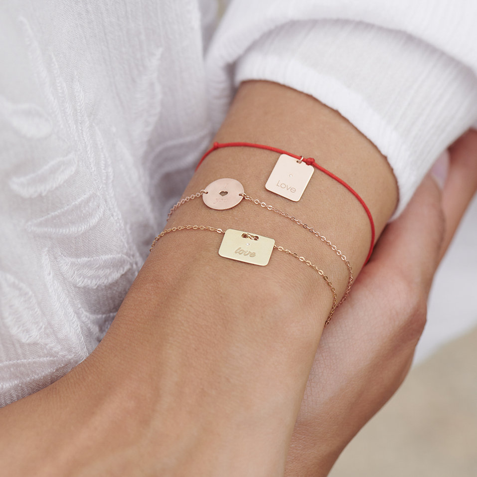 Diamantový náramok so šnúrkou Stamp Love