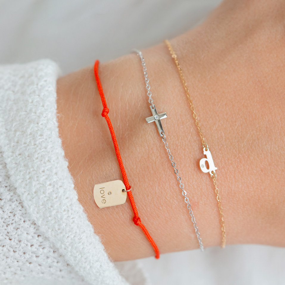 Diamantový náramok so šnúrkou Military Stamp