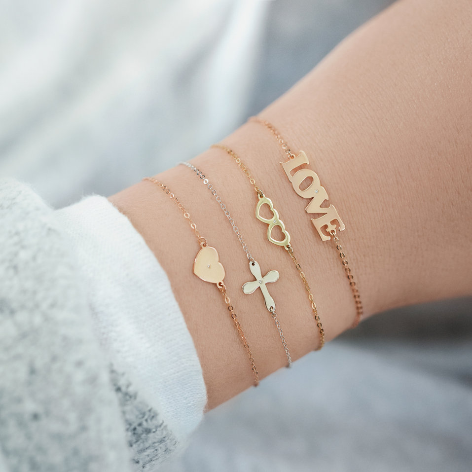 Náramok s diamantom Two Hearts