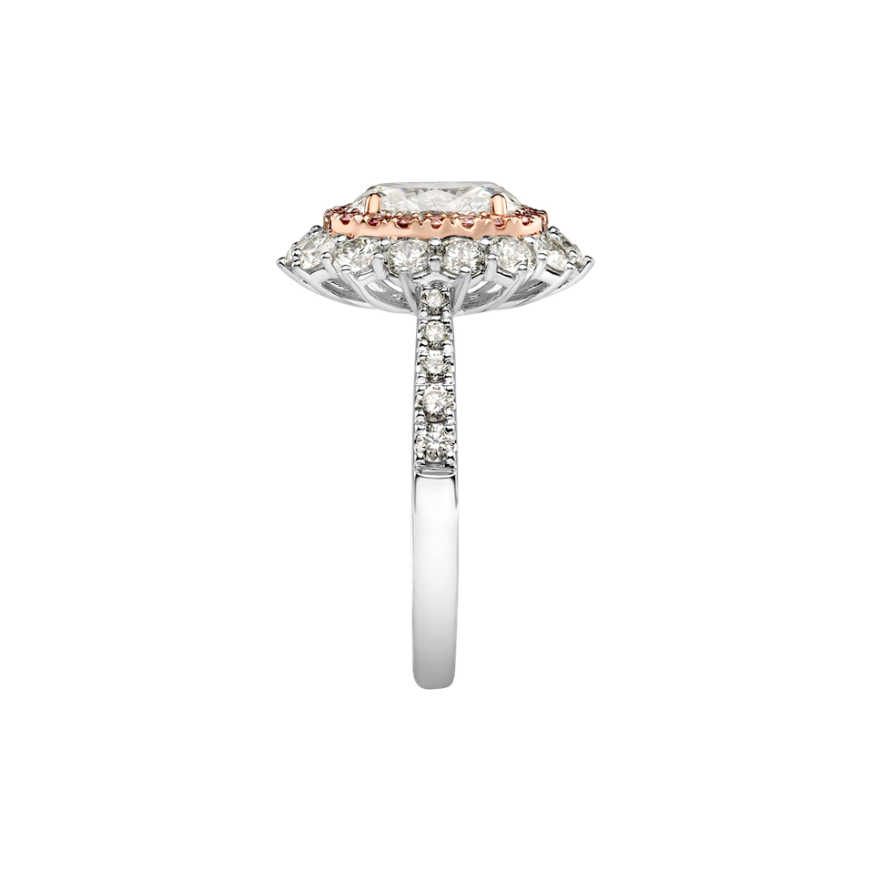 Prsteň s ružovými a bielymi diamantmi Princess