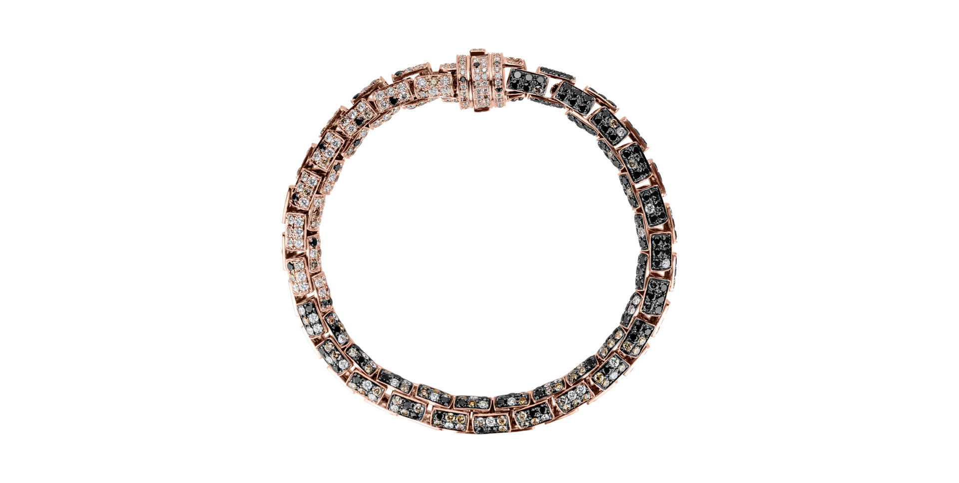 Náramok s bielymi, hnedými a čiernymi diamantmi Royal Ambassador