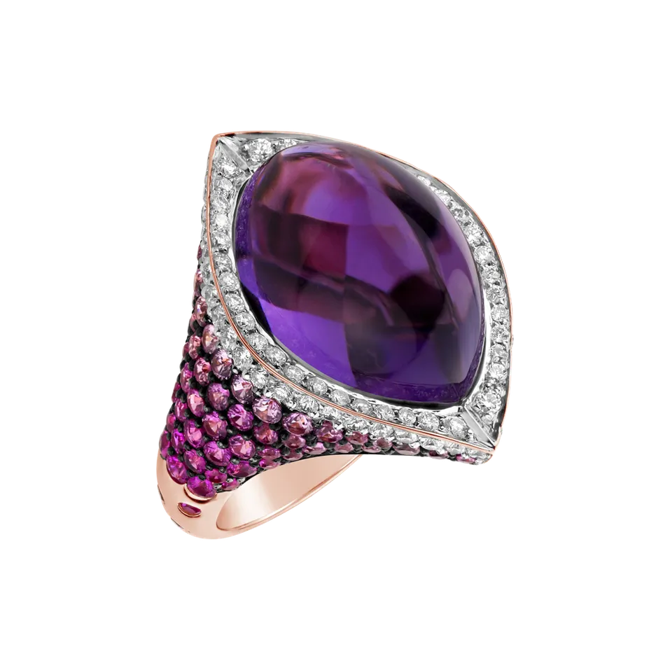 Prsteň s diamantmi, ametystom a zafírmi Dream Jewel