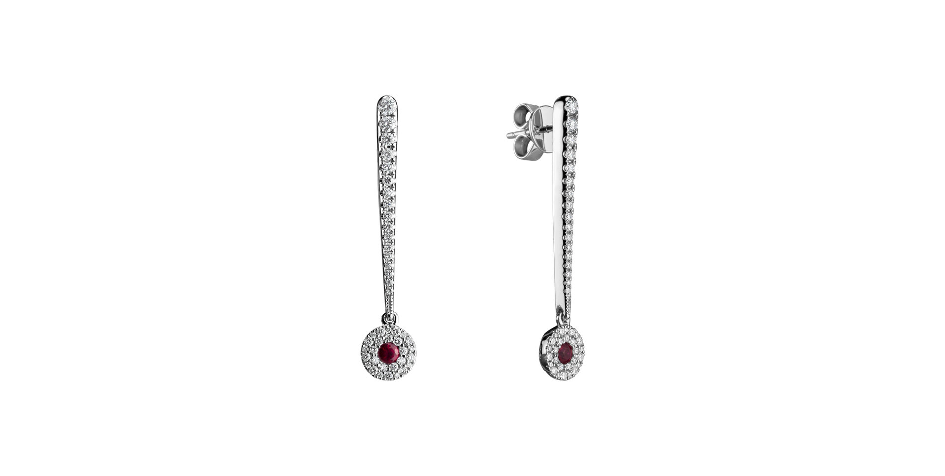 Náušnice s rubínom a diamantmi Sparkling Exclamation