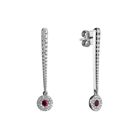 Náušnice s rubínom a diamantmi Sparkling Exclamation
