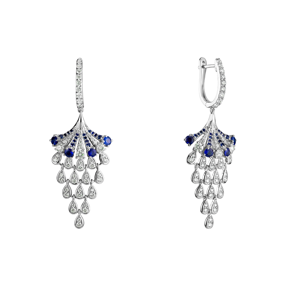 Náušnice s diamantmi a zafírmi Royal Mesh