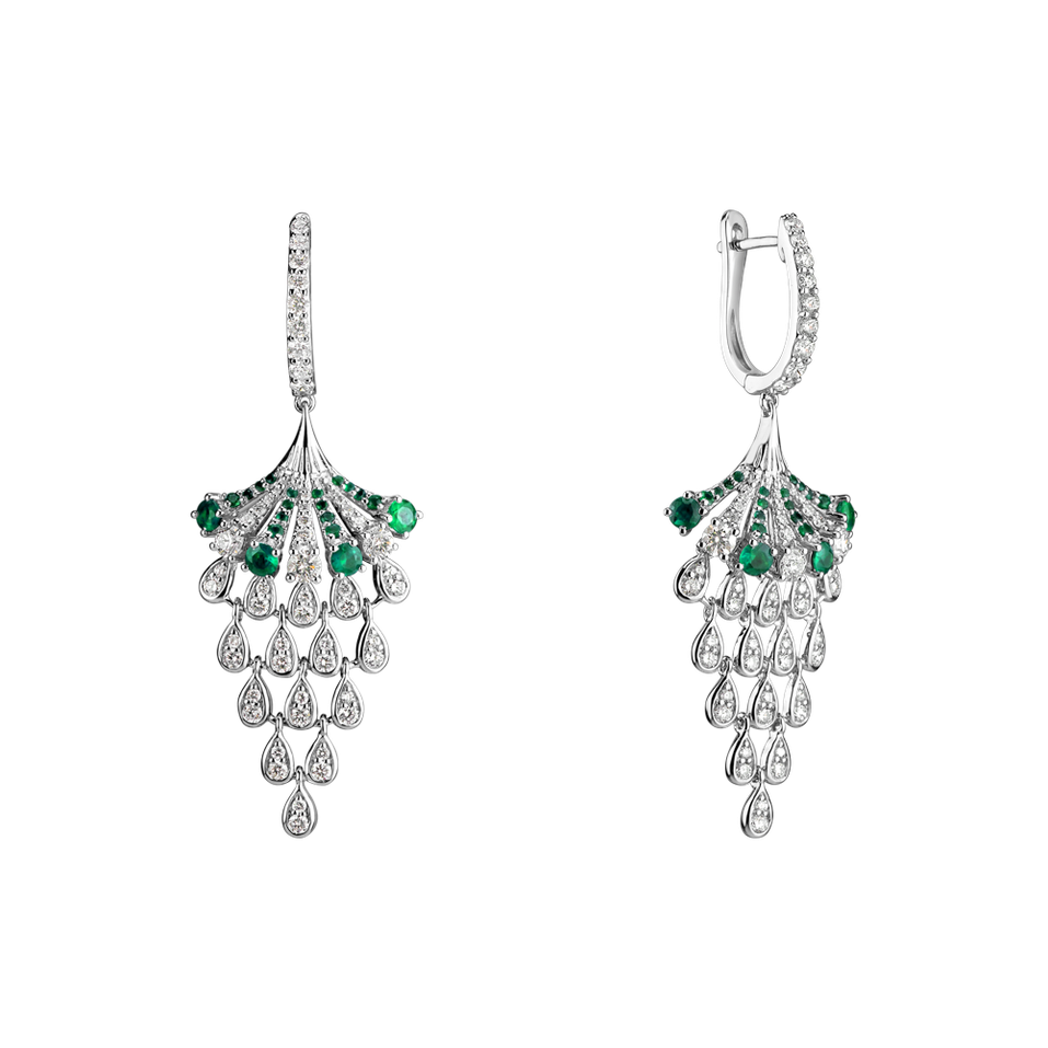 Náušnice s diamantmi a smaragdmi Royal Mesh