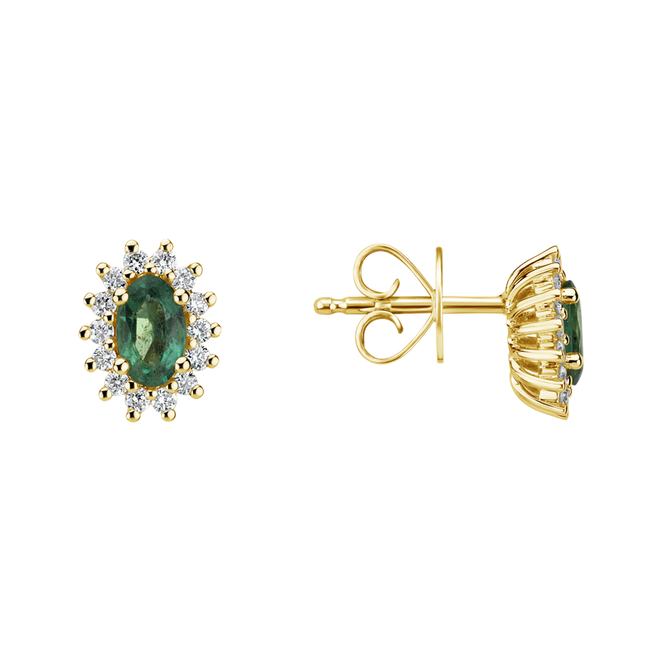 Náušnice s diamantmi a smaragdom Princess